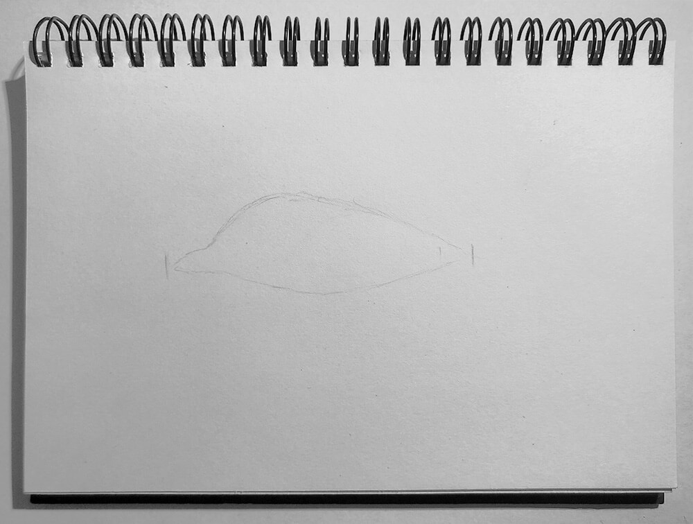 Basic sketch showing just the shape of an eye