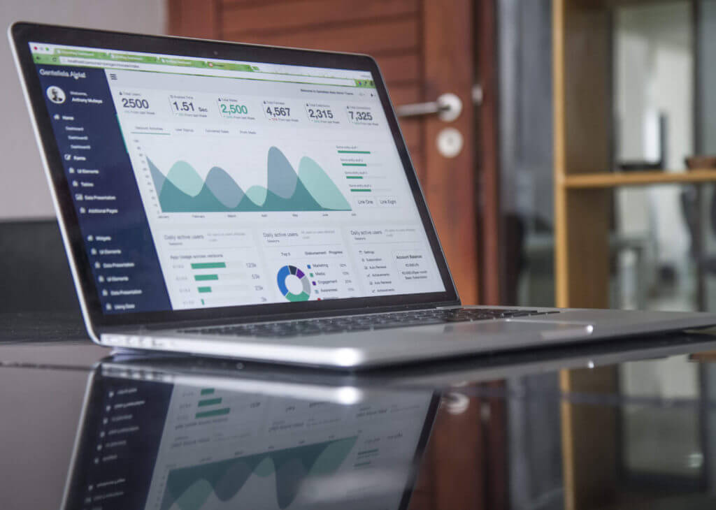 Laptop with image of graphs on the screen
