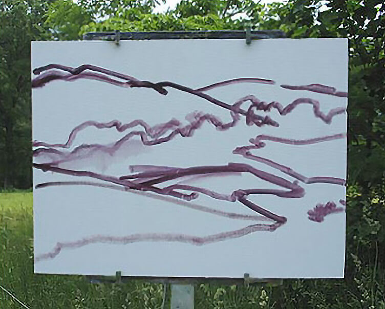 Painting a rough sketch on white canvas
